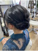編み込みシニヨン
