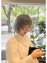 シアン 矢場町店(CYAN.)&nbsp;外国人風くるくるボブパーマスタイル×赤み毛しアッシュベージュ