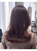 外はね/ワインレッド/簡単ヘアセット