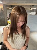 髪質改善 くびれヘア アプリコットオレンジ ハイライトカラー