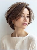白髪ぼかし脱白髪染め似合わせショートボブ40代50代60代