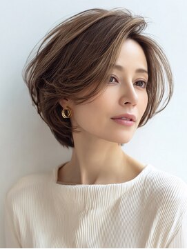 ハーツ 青山表参道店(Heart's) 白髪ぼかし脱白髪染め似合わせショートボブ40代50代60代