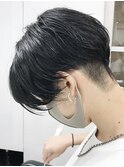 ニュアンスパーマツーブロックマッシュセンターパート前下がり