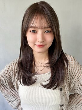 キリ 表参道(kyli) 美髪ナチュラルカールセミディメルティカラー薄めバング艶感