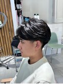 スペインカールスパイキーショートブルーブラックフェザーパーマ