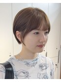 くびれヘア/アプリコットオレンジ/レイヤー/ショートボブ/韓国