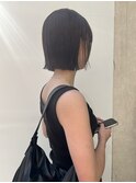 切りっぱなしボブ/ブルージュ/透明感カラー/グレージュ/ミニボブ