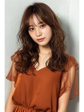 ヘアースパパズ(hairspaPAZ) シースルーバングデジタルパーマラフカールセミロングレイヤー