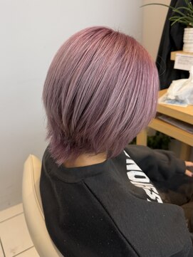 ピンクパープル/ショートヘア/ブリーチカラー