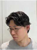 メンズビジネスナチュラルパーマショート
