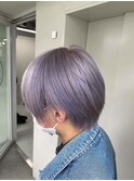 センターパート波巻きパーマニュアンスパーマ
