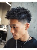 束感アップバング×スキンフェードショート