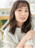 くせ毛風エアリーミディ小顔オン眉斜めバングa上尾20代30代40代