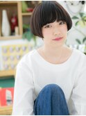 黒髪アッシュブラック前下がりミニマムボブa志木20代30代40代