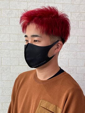 アクトスタイリッシュヘアー 知立(Act stylish hair) メンズグロスレッドショートアップバング