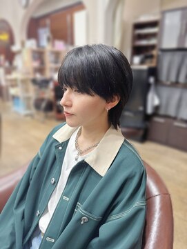 ハピネス 王寺店(Happiness) マッシュウルフ メンズライク ブルーブラック 韓国ヘア 王寺