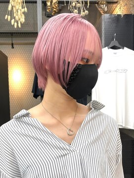 ギークス(GEEKS) 【GEEKS渋谷】初ブリーチ/夏カラー/ピンクホワイト/小顔ショート