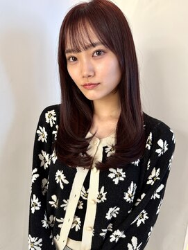 ローネス 銀座(LONESS) レイヤーカットチェリーピンク大人ミディアムくびれレイヤー銀座