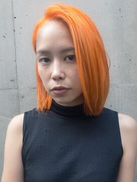 ダブ アオヤマ(DaB AOYAMA) 【DaB】キャロットオレンジの切りっぱなしボブ☆デザインカラー