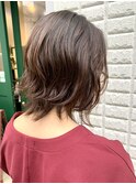 ベージュブラウン_波ウェーブパーマ