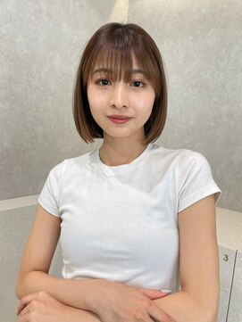 エジョン 八幡山店(Aejon) 前髪グレージュ斜めバングデザインカラー