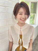 大人可愛い水素カラーマロンベージュフレンチカジュアル表参道