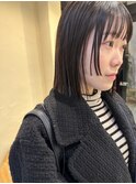 姫カットきりっぱなしナチュラル黒髪ミディアムスタイル20代