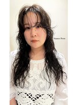 抜け感ふわふわニュアンスパーマ　オリーブベージュ