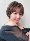 大人ボブ/小顔/ショートボブ/30代40代50代/ネビージュ/ワンレン