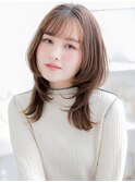 大人かわいい流し前髪小顔ひし形セミロングh3越谷20代30代40代!