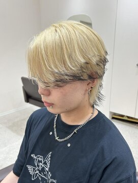 リグ 横浜(Lig.) メンズホワイトブロンドエンドカラーツートンカラー毛先カラー