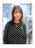 ハッシュカットレッドブラウン赤髪ハッシュウルフ