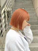 乾かすだけでキマる髪/馴染むハイトーンオレンジカラーボブ