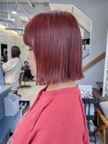 テトラ バイ ネオリーブ 横浜西口店(tetra by neolive)&nbsp;レッドカラー切りっぱなしボブ暖色カラー秋色横浜N