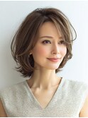 白髪ぼかし脱白髪染め似合わせショートボブ40代50代60代