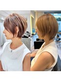 30代、40代/丸みくびれショートボブ×白髪染めハイライト/大宮
