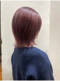 大人可愛い20代30代40代小顔ウルフレイヤーボブピンクブラウン