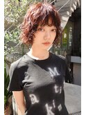 赤茶ケアパーマニュアンスボブパーマ