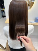 髪質改善カラー　バイカルテ　チャコールグレージュ　レイヤー