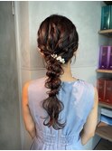 【ローポニーテール】結婚式銀座お団子カチモリタイトヘアセット