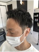 黒髪刈り上げアップバング☆
