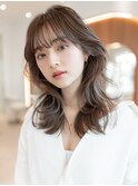 大人かわいいふんわりカールショコラアッシュレイヤーボブ