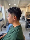 MEN'SHAIRマッシュパーマアッシュブラックツーブロック