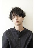 □スパイキーショートブルーブラックフェザーパーマサーフカール