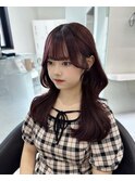 14454オリーブグレージュ韓国風巻きレイヤーカットワンホンヘア