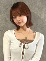 キャパ セントラル 天神 大名店(CAPA central) 外ハネ くびれボブ シースルーバング ピンクブラウン 艶髪