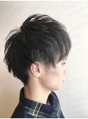 "スーツ短髪ツーブロック束感モテる黒髪シークレットパーマ流行