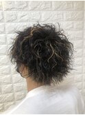 メンズ お洒落パーマ ツイスト×ハイライト