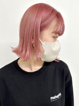 フォーク FOLK 【FOLK】透明感ペールピンク☆似合わせ外ハネ切りっぱなしボブ♪