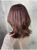 デザインカラー／レイヤーカット/ウエットヘア/オリーブベージュ